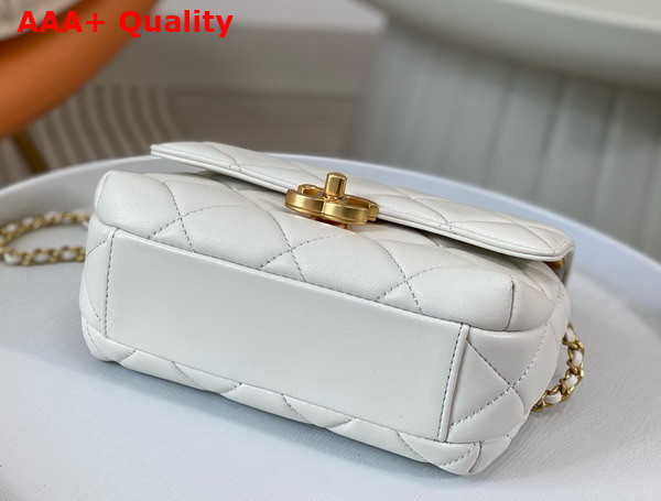 Chanel Mini Flap Bag White Lambskin Imitation Pearls Gold Tone Metal AS4986 Replica