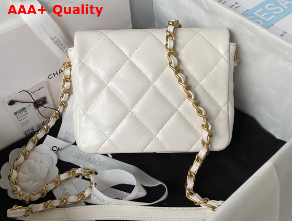 Chanel Mini Flap Bag White Lambskin Plexi Gold Tone Metal AS3979 Replica