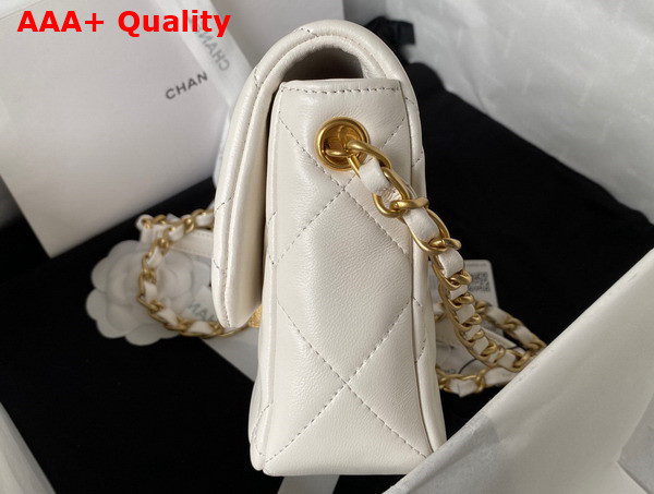 Chanel Mini Flap Bag White Lambskin Plexi Gold Tone Metal AS3979 Replica