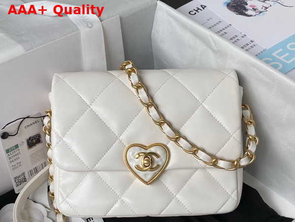 Chanel Mini Flap Bag White Lambskin Plexi Gold Tone Metal AS3979 Replica