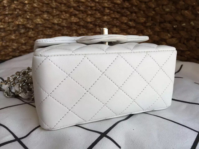 Chanel Mini Flap Bag White Lambskin Silver Hardware for Sale