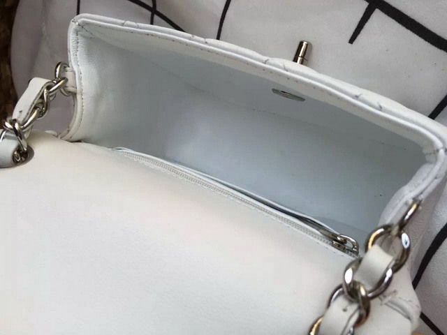 Chanel Mini Flap Bag White Lambskin Silver Hardware for Sale