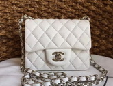 Chanel Mini Flap Bag White Lambskin Silver Hardware for Sale