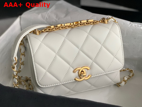 Chanel Mini Flap Bag White Lambskin Strass Gold Tone Metal Ref AS3239 Replica