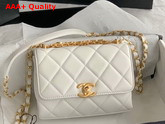 Chanel Mini Flap Bag White Lambskin Strass Gold Tone Metal Ref AS3239 Replica