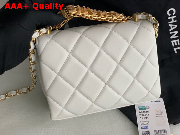 Chanel Mini Flap Bag White Lambskin Strass Gold Tone Metal Ref AS3239 Replica