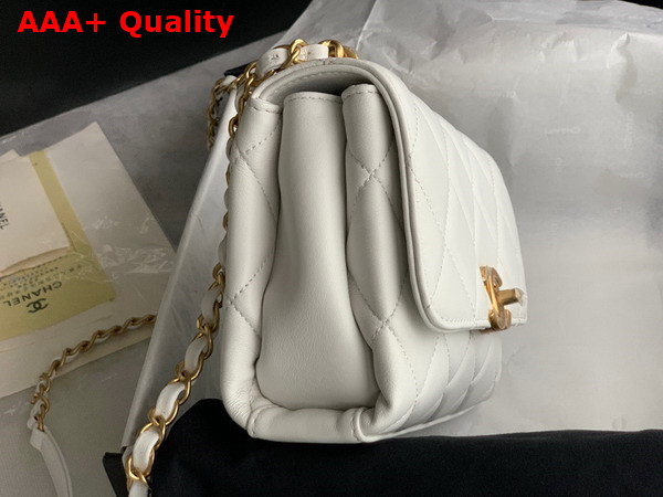 Chanel Mini Flap Bag White Lambskin Strass Gold Tone Metal Ref AS3239 Replica