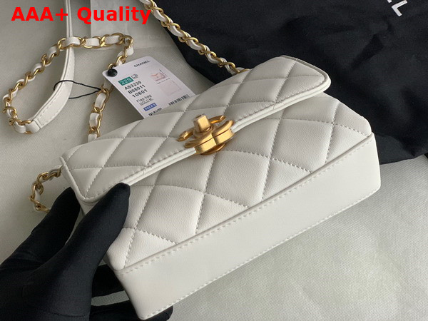 Chanel Mini Flap Bag White Lambskin Strass Gold Tone Metal Ref AS3239 Replica