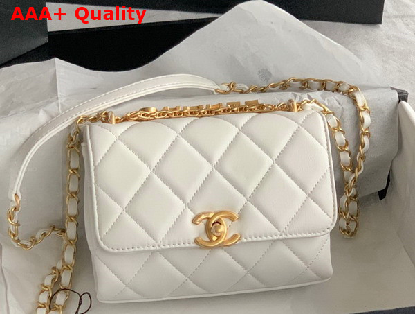 Chanel Mini Flap Bag White Lambskin Strass Gold Tone Metal Ref AS3239 Replica