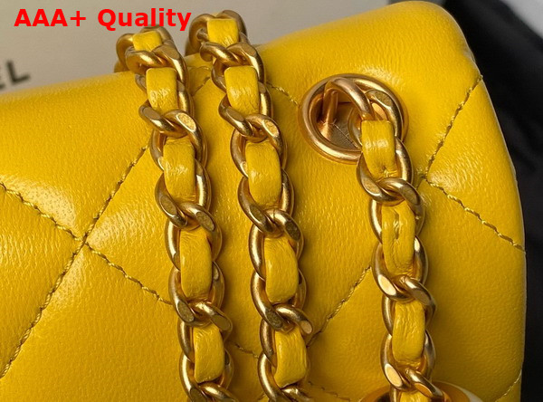 Chanel Mini Flap Bag Yellow Lambskin Imitation Pearls Gold Tone Metal AS4868 Replica