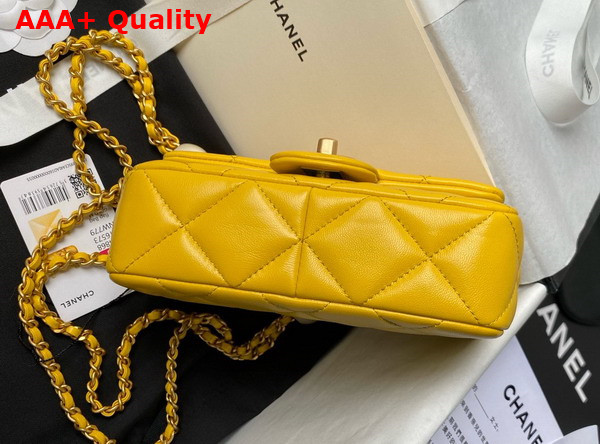 Chanel Mini Flap Bag Yellow Lambskin Imitation Pearls Gold Tone Metal AS4868 Replica