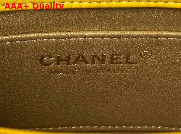 Chanel Mini Flap Bag Yellow Lambskin Imitation Pearls Gold Tone Metal AS4868 Replica