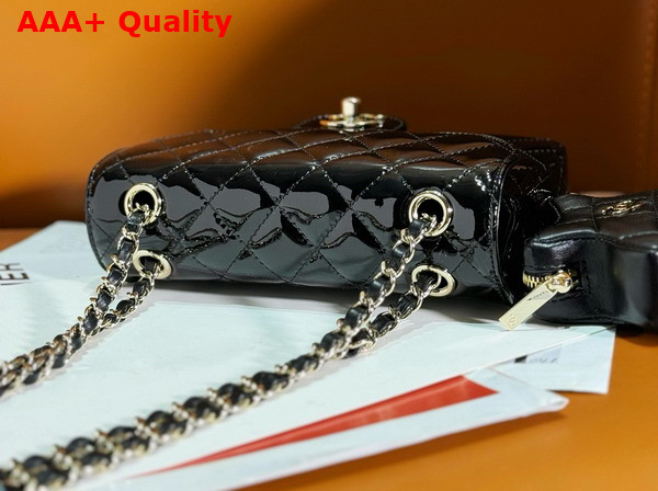 Chanel Mini Flap Bag and Star Coin Purse Black Patent Calfskin Gold Tone Metal AS4646 Replica