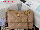 Chanel Mini Flap Bag in Beige Calfskin and Gold Metal AS4274 Replica