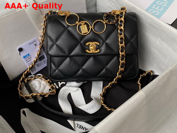 Chanel Mini Flap Bag in Black Calfskin and Gold Metal AS4274 Replica