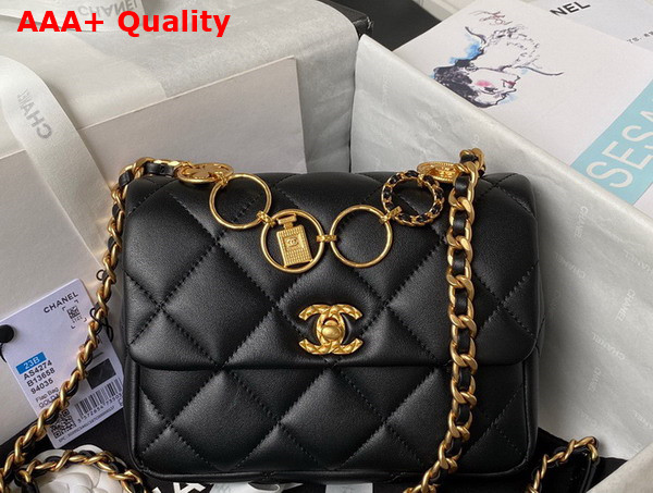 Chanel Mini Flap Bag in Black Calfskin and Gold Metal AS4274 Replica