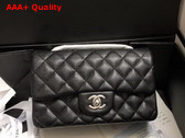 Chanel Mini Flap Bag in Black Grained Calfskin Silver Tone Metal AS3757 Replica