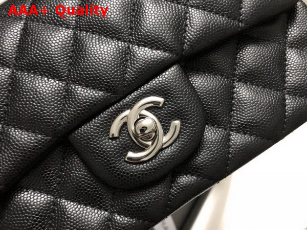 Chanel Mini Flap Bag in Black Grained Calfskin Silver Tone Metal AS3757 Replica