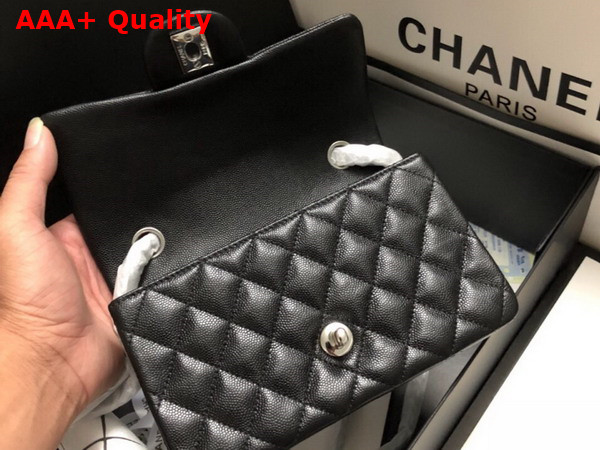 Chanel Mini Flap Bag in Black Grained Calfskin Silver Tone Metal AS3757 Replica