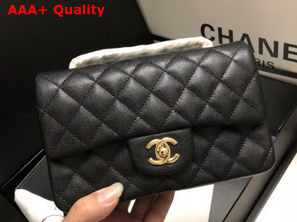 Chanel Mini Flap Bag in Black Grained Calfskin Silver Tone Metal AS3757 Replica