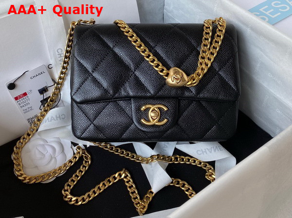 Chanel Mini Flap Bag in Black Grained Calfskin and Gold Tone Metal AS3829 Replica