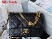 Chanel Mini Flap Bag in Black Grained Calfskin and Gold Tone Metal AS3829 Replica