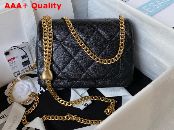 Chanel Mini Flap Bag in Black Grained Calfskin and Gold Tone Metal AS3829 Replica