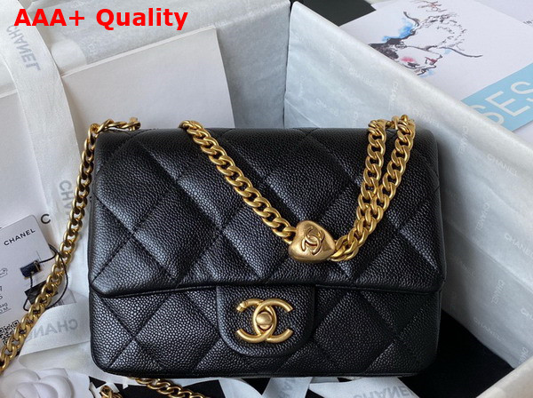 Chanel Mini Flap Bag in Black Grained Calfskin and Gold Tone Metal AS3829 Replica