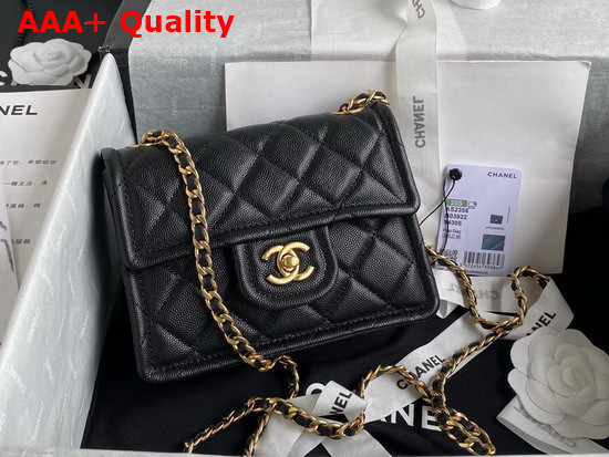 Chanel Mini Flap Bag in Black Grained Calfskin with Gold Metal Replica