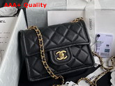 Chanel Mini Flap Bag in Black Grained Calfskin with Gold Metal Replica