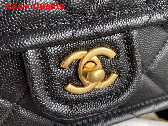 Chanel Mini Flap Bag in Black Grained Calfskin with Gold Metal Replica