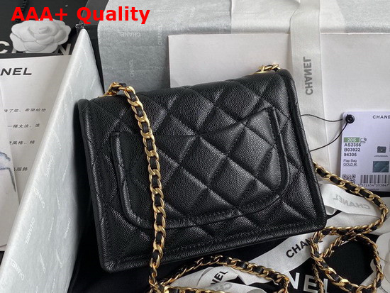 Chanel Mini Flap Bag in Black Grained Calfskin with Gold Metal Replica