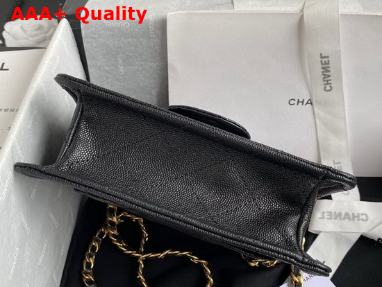 Chanel Mini Flap Bag in Black Grained Calfskin with Gold Metal Replica