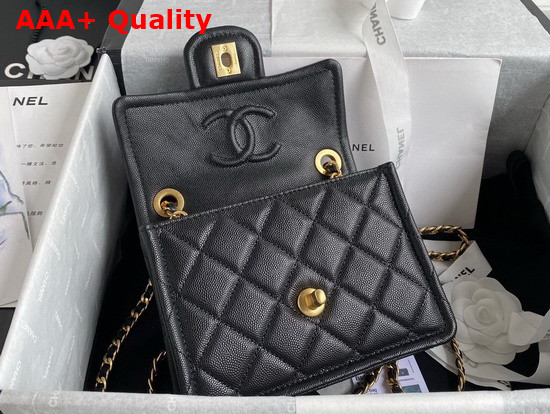 Chanel Mini Flap Bag in Black Grained Calfskin with Gold Metal Replica