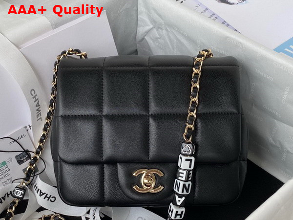 Chanel Mini Flap Bag in Black Lambskin Resin Gold Tone Metal AS3744 Replica