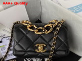 Chanel Mini Flap Bag in Black Lambskin with Chain Handle Replica