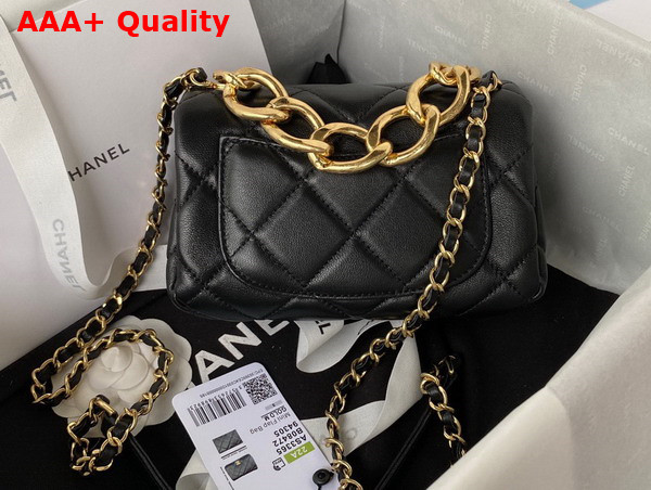 Chanel Mini Flap Bag in Black Lambskin with Chain Handle Replica