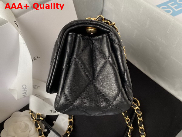 Chanel Mini Flap Bag in Black Lambskin with Chain Handle Replica