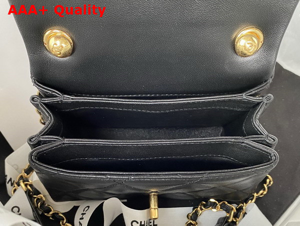 Chanel Mini Flap Bag in Black Lambskin with Chain Handle Replica