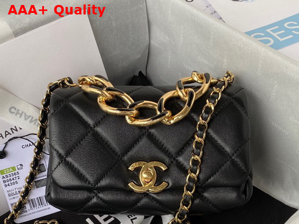 Chanel Mini Flap Bag in Black Lambskin with Chain Handle Replica