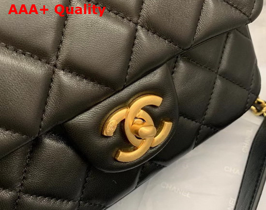 Chanel Mini Flap Bag in Black Lambskin with Gold Tone Metal Replica