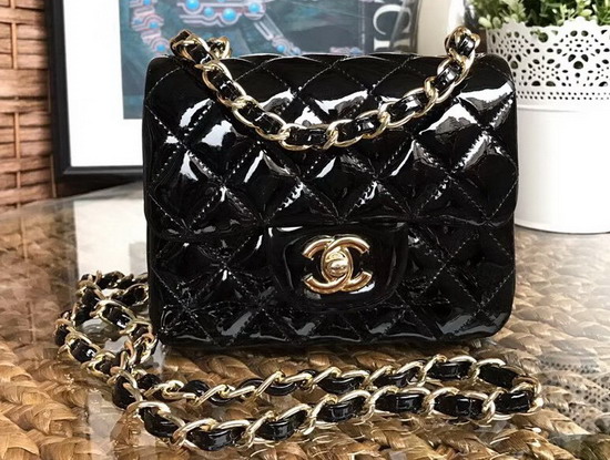 Chanel Mini Flap Bag in Black Patent Leather