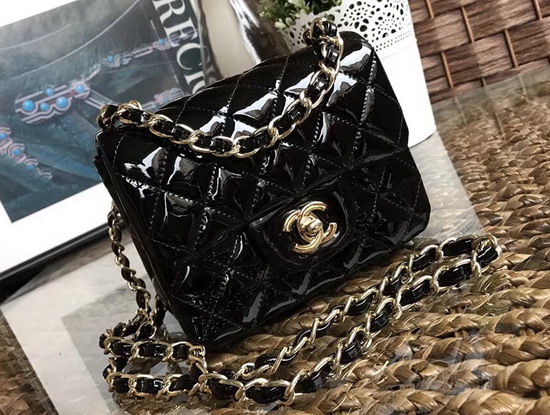 Chanel Mini Flap Bag in Black Patent Leather