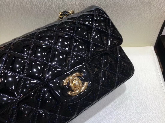 Chanel Mini Flap Bag in Black Patent Leather with Gold Hardware