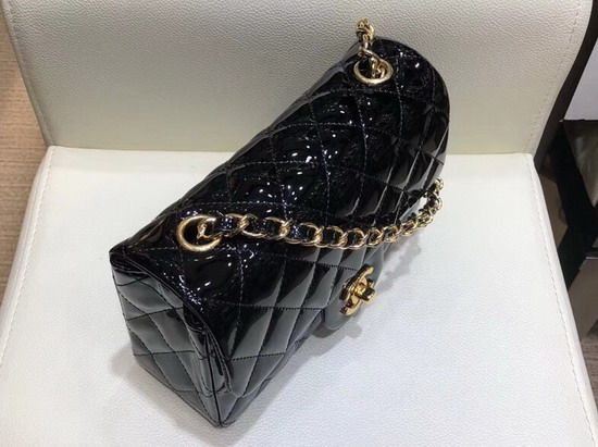 Chanel Mini Flap Bag in Black Patent Leather with Gold Hardware