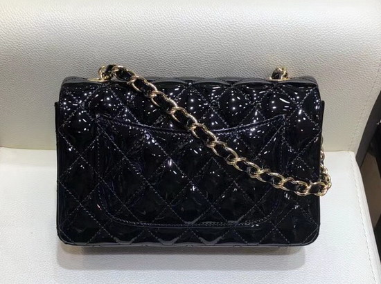 Chanel Mini Flap Bag in Black Patent Leather with Gold Hardware