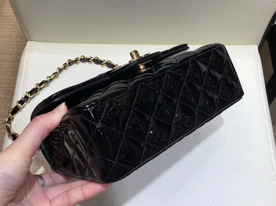 Chanel Mini Flap Bag in Black Patent Leather with Gold Hardware