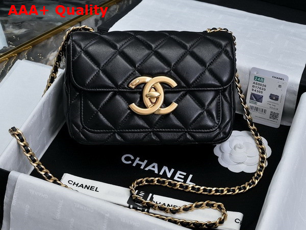 Chanel Mini Flap Bag in Black Shiny Lambskin Gold Tone Metal AS5026 Replica