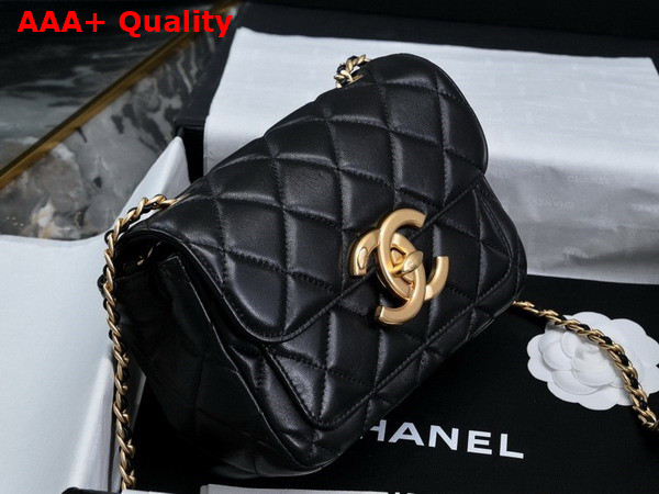 Chanel Mini Flap Bag in Black Shiny Lambskin Gold Tone Metal AS5026 Replica