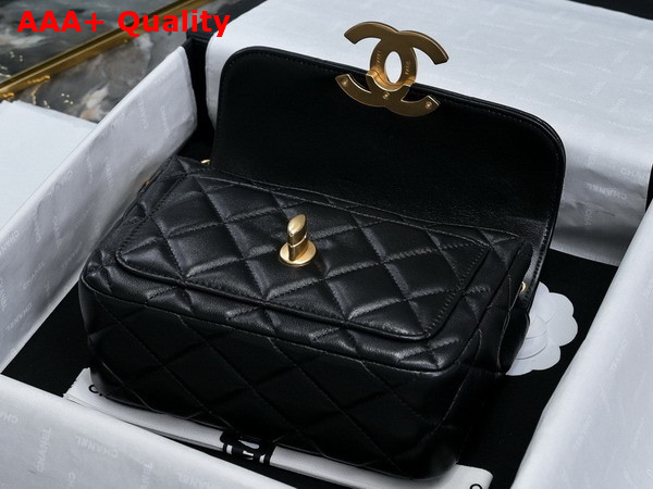 Chanel Mini Flap Bag in Black Shiny Lambskin Gold Tone Metal AS5026 Replica